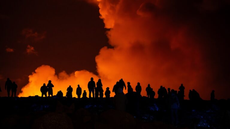 A volcano in Iceland is erupting for the fourth time in 3 months, sending plumes of lava skywards