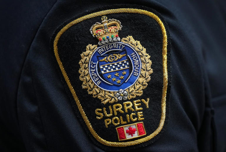 Female pedestrian killed in crash with Surrey police vehicle leaving gas station